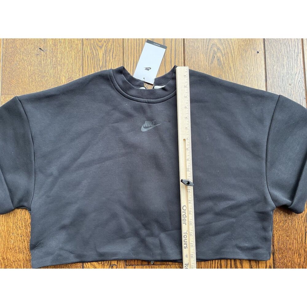 Nike Tech Fleece Cropped Top Size Medium Womens Black Sportswear Oversized - Picture 5 of 7